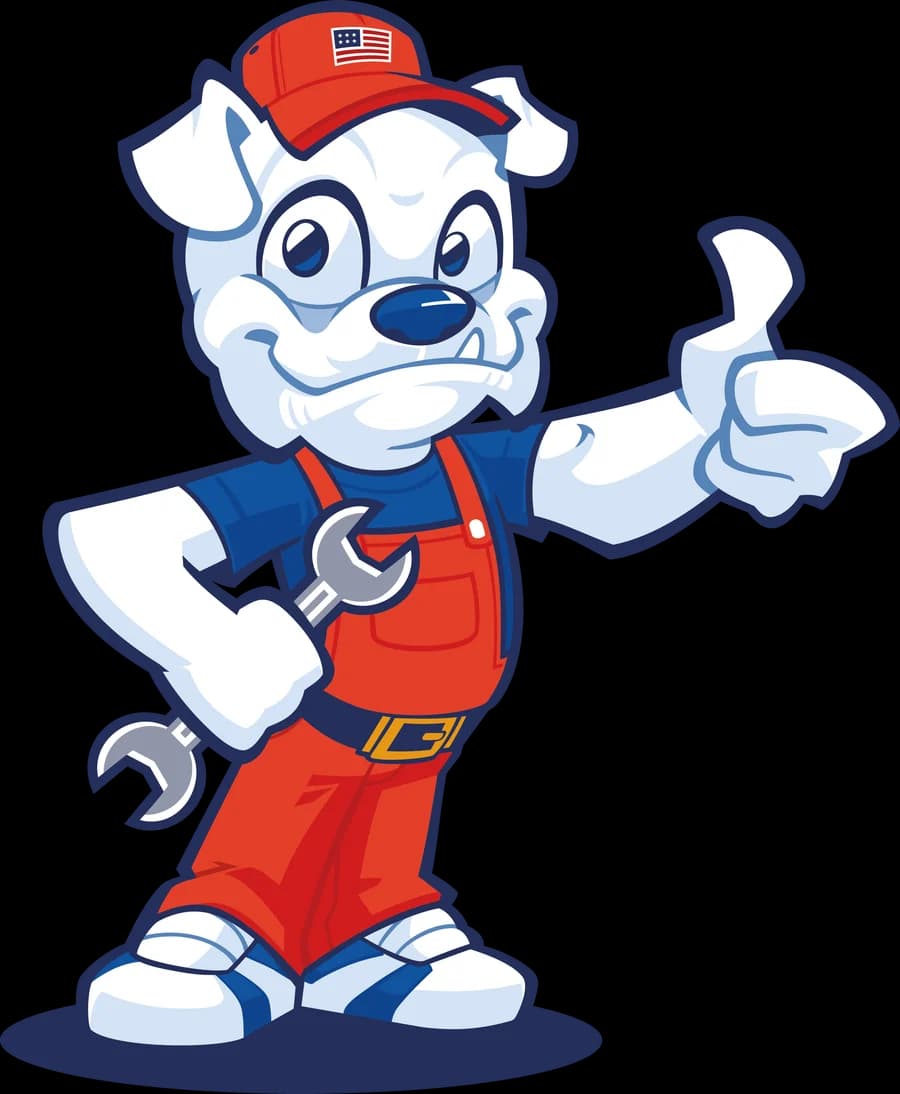 GH Mobil bulldog mechanic mascot